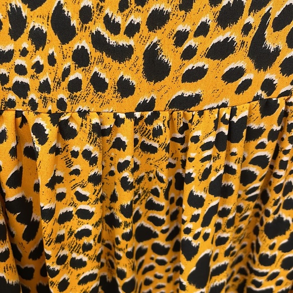 Topshop Yellow Animal Print Leopard Long Sleeve Maxi Dress - Picture 9 of 14